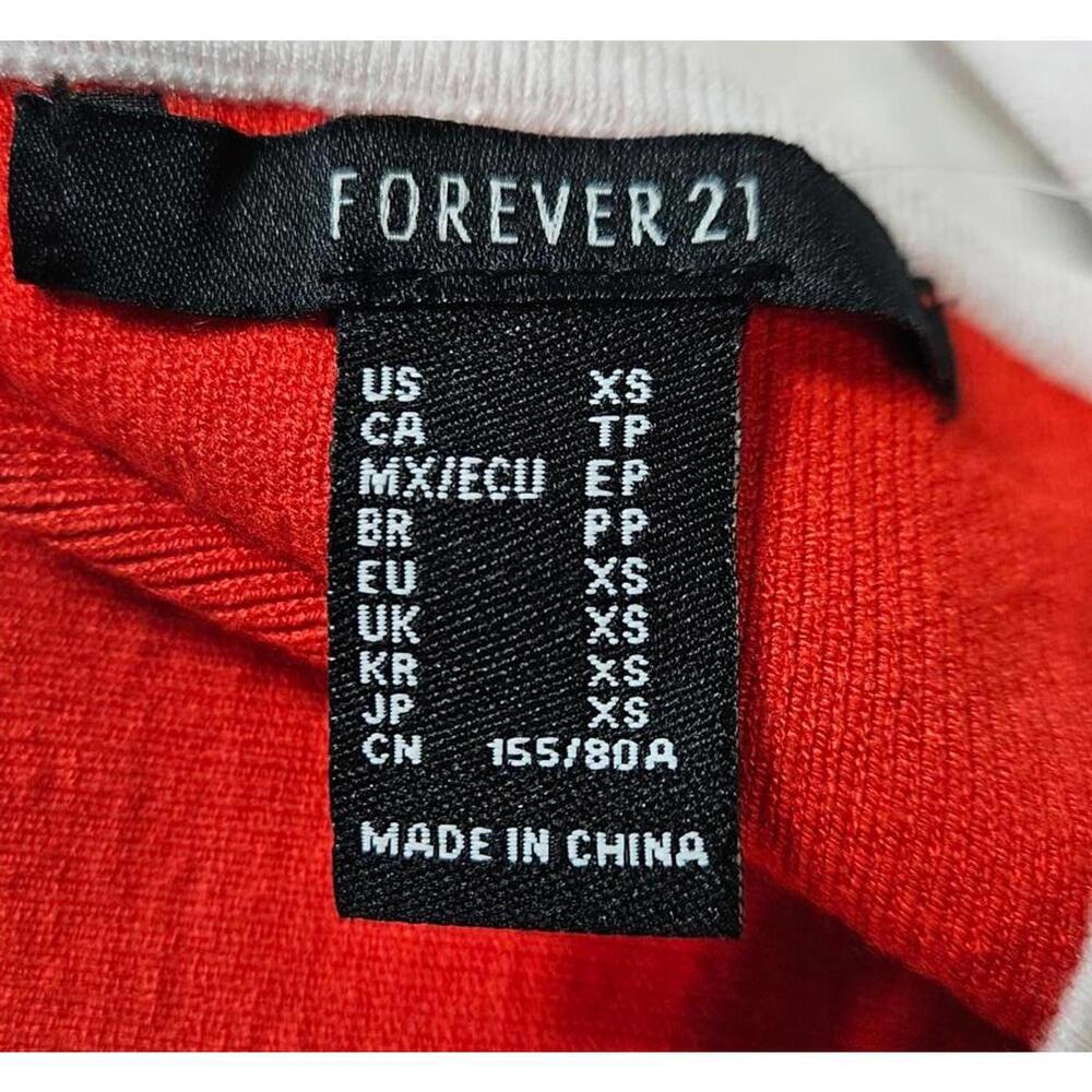 Forever 21 Women's Red‎ Bodysuit  with White Straps and Piping Size XS - Picture 3 of 6